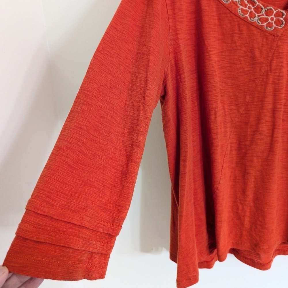 Soft Surroundings Burnt‎ Orange Embroidered Beads Tunic Top Size L - Picture 3 of 4